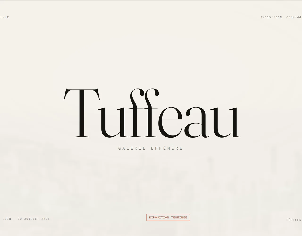 Site web de la Galerie Tuffeau, exposition éphémère à Saumur